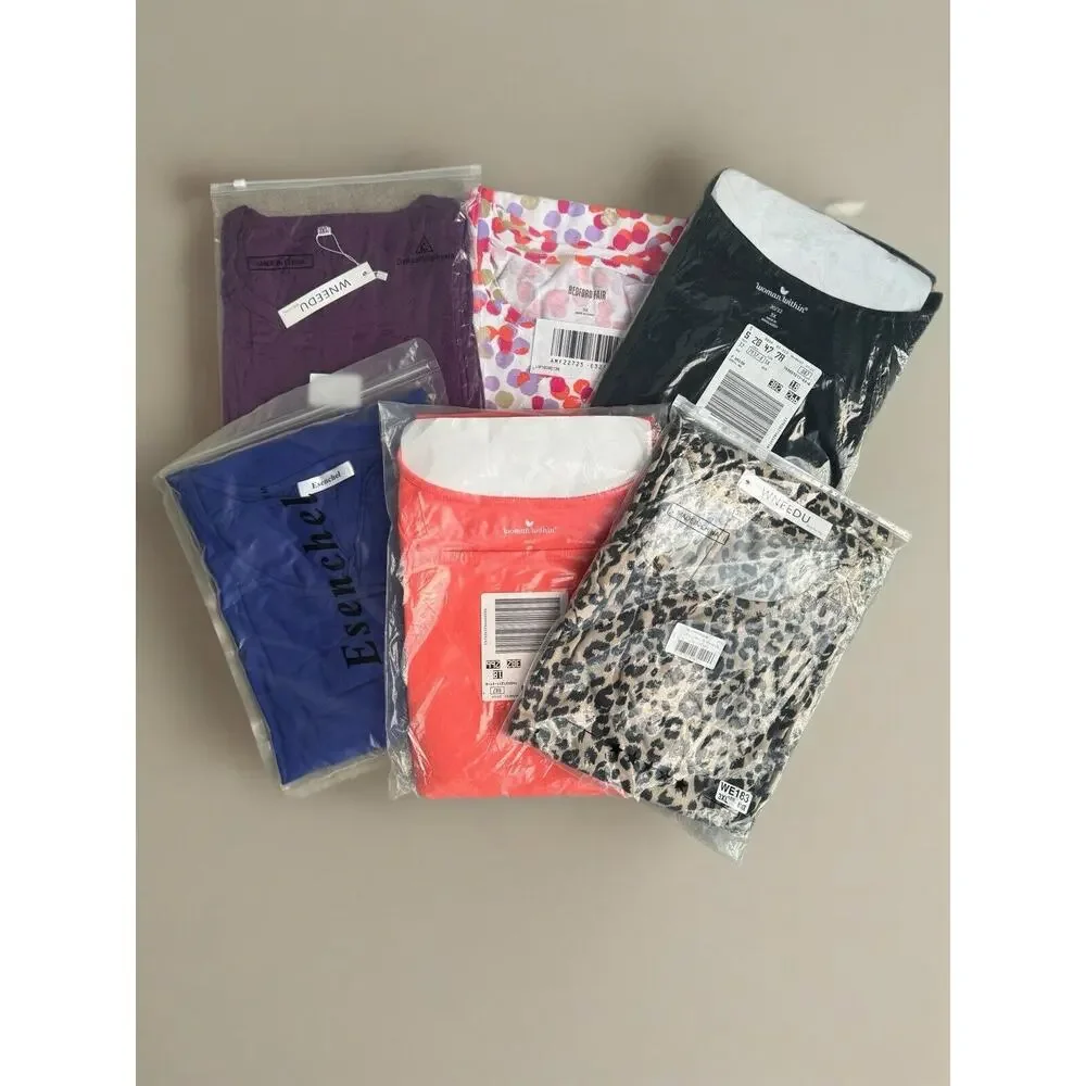 Lot (6) Plus Size 3X T Shirts Solid Colors Leopard Print Blouse Woman Within - Picture 1 of 13